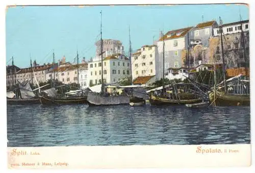 AK, Split, Spalato, Kroatien,  Partie im Hafen, um 1910