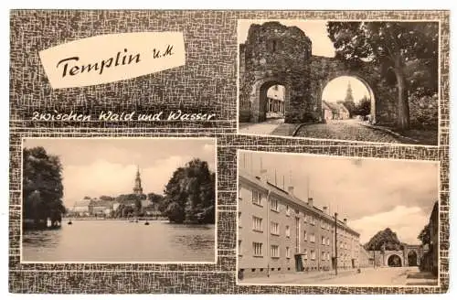 AK, Templin UM, drei Abb., gestaltet, 1963