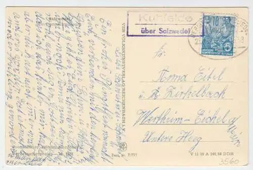 AK, Salzwedel, Am Danneilmuseum, Landpoststenpel Kuhfelde über Salzwedel, 1958