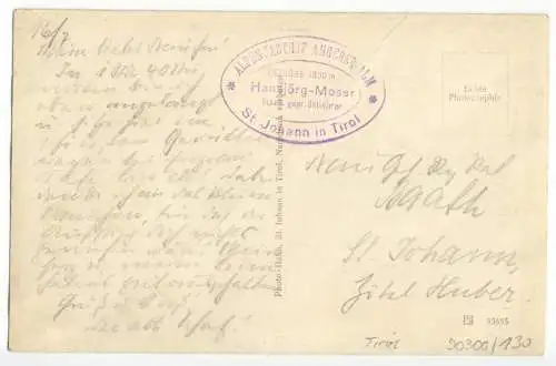 AK, St. Johann in Tirol, Alpengasthof Angereralm, belebt, Rinder, um 1936