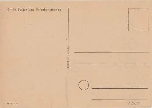 AK, Leipzig, Thomaskirche, Bach, Zeichnung, Erste Leipziger Friedensmesse, 1946