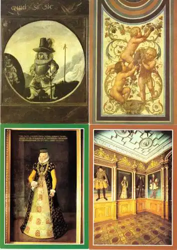sechs AK, Schwerin, Innenansichten vom Schloß, 1985-87