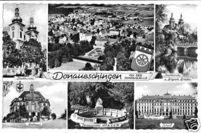 AK, Donaueschingen, sechs Abb., 1956