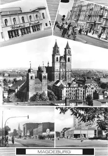 AK, Magdeburg, fünf Abb. gestaltet, u.a. Kristall-Palast, 1979