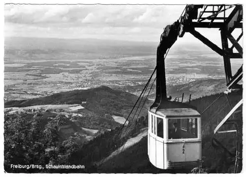 AK, Freiburg Breisgau, Totale und Seilbahn Schauinsland, 1960