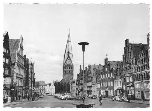 AK, Lüneburg, Am Sande mit Johanniskirche, um 1960