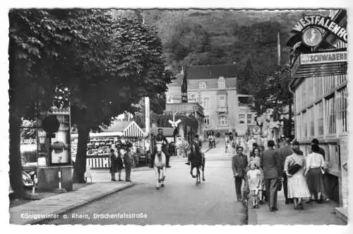 AK, Königswinter am Rhein, Drachenfelsstr., belebt, um 1960