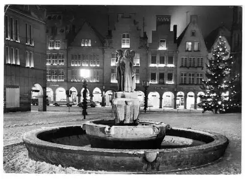 AK, Münster Westf., Weihnachtsstimmung am Lambertusbrunnen, um 1972