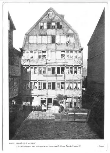 AK, Hamburg, Geburtshaus von Johannes Brams, um 1840, Reprint um 1969