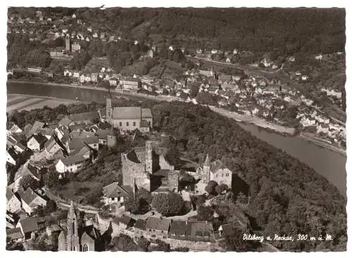 AK, Dilsberg am Neckar, Luftbildansicht, um 1960