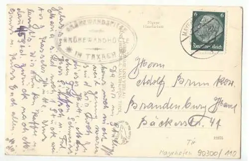 AK, Taxach, Stillupp, Zillertal, Tirol, Grüne-Wand-Hütte, 1939