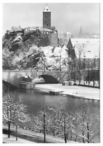 AK, Halle Saale, Burg Giebichenstein, Wintermotiv, 1964