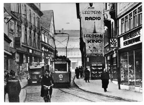 AK, Nordhausen, 75 Jahre Straßenbahn, 1937, Töpferstr., belebt, 1975