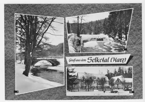 AK, Selketal Harz, drei Wintermotive, gestaltet, 1967