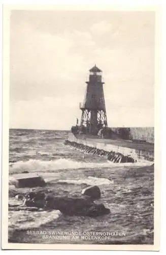 AK, Seebad Swinemünde Osternothafen, Świnoujście, Molenkopf, um 1940