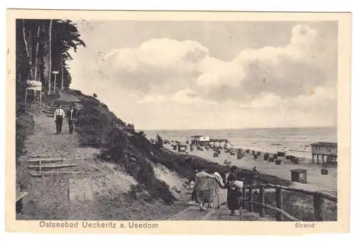 AK, Ostseebad Ueckeritz auf Usedom, Abgang zum Strand, 1927