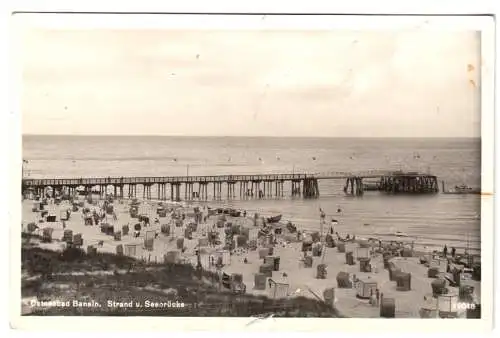 AK, Seebad Bansin auf Usedom, Strand und Seebrücke, um 1938