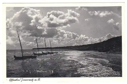AK, Ostseebad Zinnowitz auf Usedom, Strandpatie mit Booten, 1939