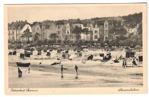 AK, Seebad Bansin auf Usedom, Strandvillen und Strandleben, um 1928