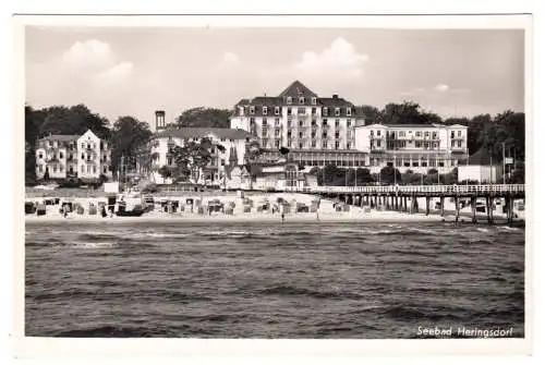 AK, Seebad Heringsdorf auf Usedom, Teilansicht mit Seebrücke, um 1938