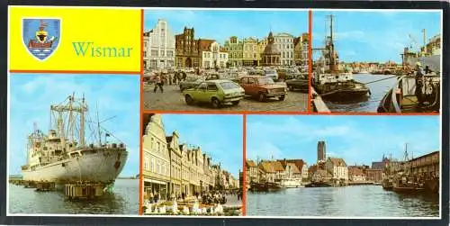 AK lang, Wismar, fünf Abb. mit Wappen, 1979