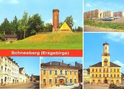 AK, Schneeberg, Kr. Aue, 5 Abb., u.a. Keilberg, 1987