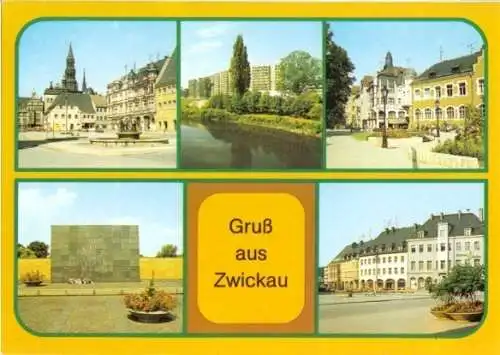 AK, Zwickau, fünf Abb., gestaltet, 1988