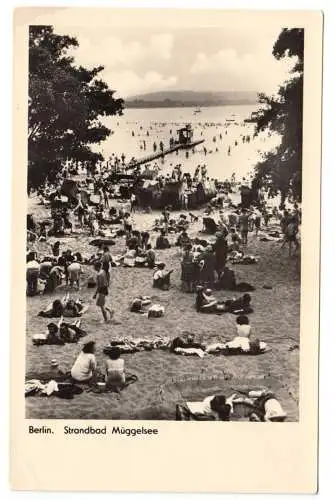 AK, Berlin Rahnsdorf, Strandbad Müggelsee, belebt, 1953