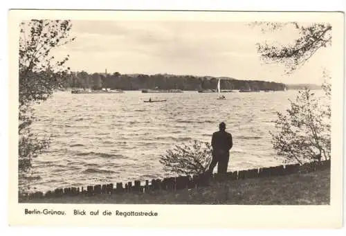 AK, Berlin Grünau, Blick auf die Regattastrecke, 1953