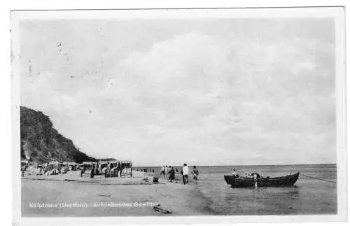 AK, Kölpinsee auf Usedom, Strandpartie, belebt, 1955