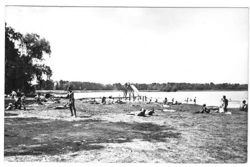 AK, Kallinchen Kr. Zossen, Badestelle am Motzener See, belebt, 1968