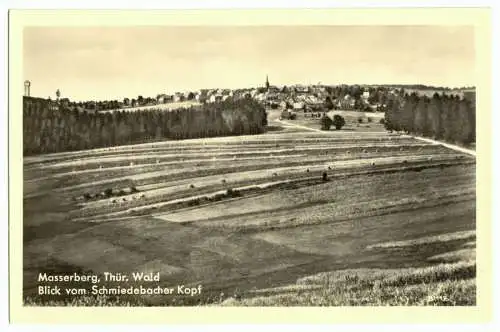 AK, Masserberg Thür. Wald, Gesamtansicht vom Schmiedeberger Kopf, 1959
