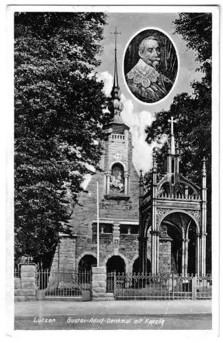 AK, Lützen, Gustav-Adolf-Denkmal mit Kapelle, 1959