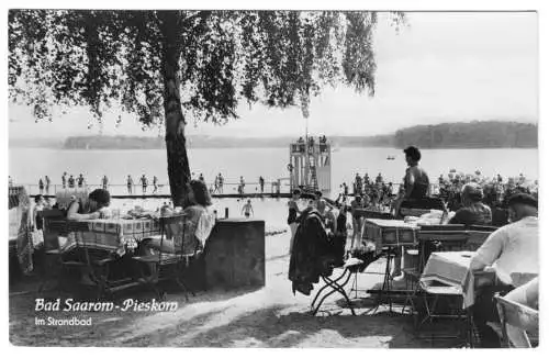 AK, Bad Saarow - Pieskow, Im Strandbad, belebt, 1960
