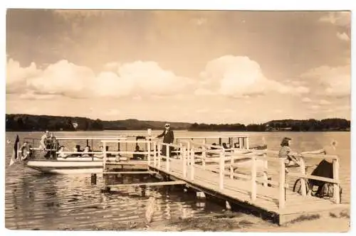 AK, Feldberg Meckl., Anleger der Bootsfahrt am Haussee, Boot, 1962