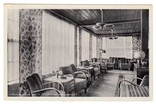 AK, Lychen UM, FDGB-Ferienheim "Seeheim", Klubraum, 1954