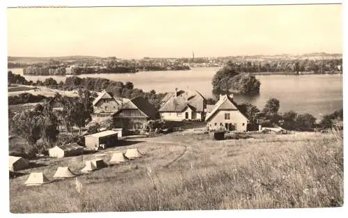AK, Feldberg Meckl., Blick vom Hüttenberg mit noch kleinem Zeltplatz, 1963