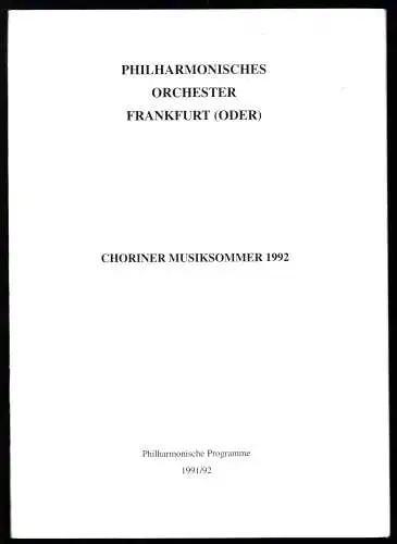 Konzertprogramm, Philharmonisches Orchester Frankfurt Oder, Chorin 1992
