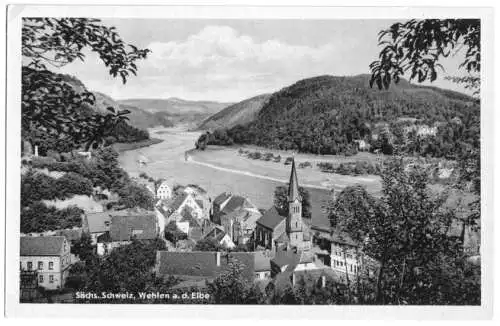 AK, Stadt Wehlen Sächs. Schweiz, Teilansicht, 1951