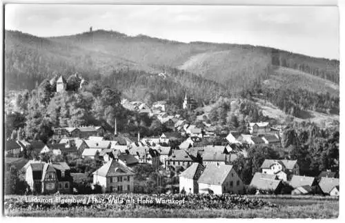 AK, Elgersburg Thür. Wald, Teilansicht mit Hohe Wartskopf, 1964