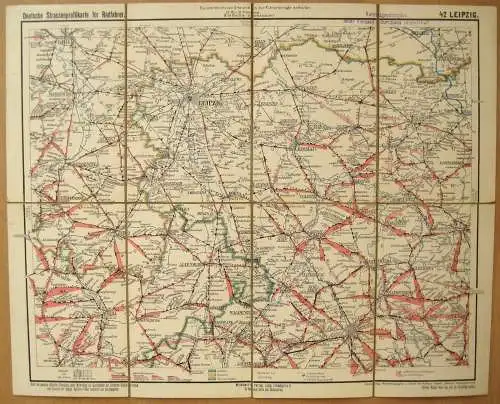 Deutsche Straßenprofilkarte für Radfahrer, Blatt 42, Leipzig - [Chemnitz], 1930