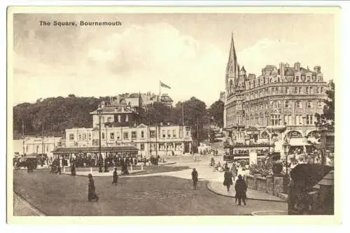 AK, Bournemouth, Dorset, The Square, belebt, um 1930