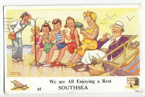 AK mit inneliegendem Leporello, Southsea, Hampshire, 1954