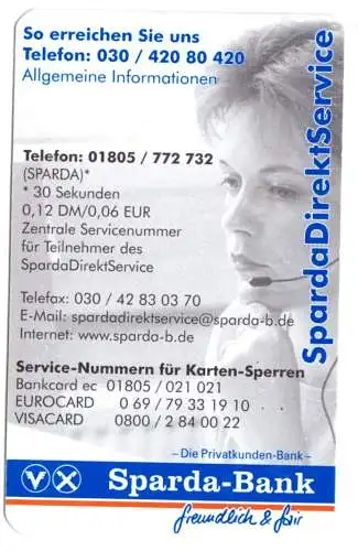 Kalender Scheckkartenformat, 2002, Werbung: Sparda-Bank Berlin e.G.