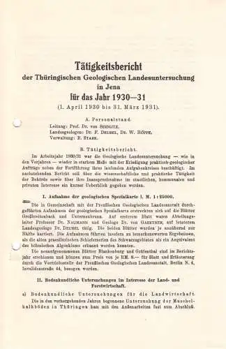 Tätigkeitsbericht der Thüringischen Geologischen Landesuntersuchung in Jena 1931