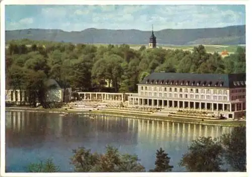 AK, Bad Salzungen, Kurhäuser, Burgsee, Farbdruck, 1956