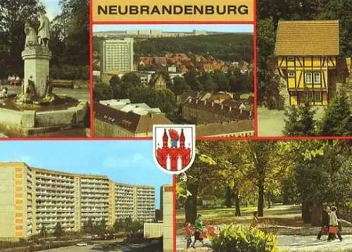 AK, Neubrandenburg, 5 Abb., u.a. Einsteinstr., 1988