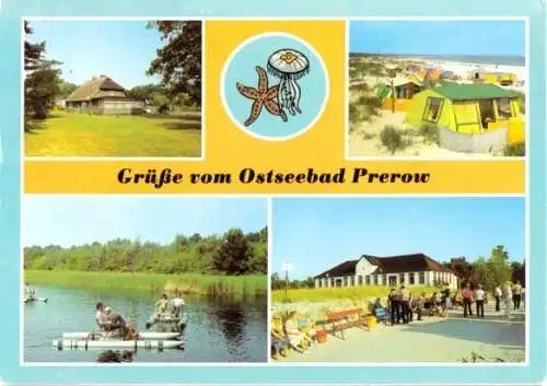 AK, Prerow, 4 Abb., gestaltet u.a. "Dünenhaus", 1986