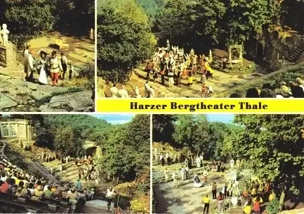 AK, Thale Harz, Harzer Bergtheater, 4 Abb, belebt, 1985