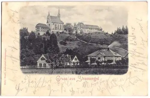 AK, Judendorf - Straßengel, Teilansicht mit Wallfahrtskirche, 1899